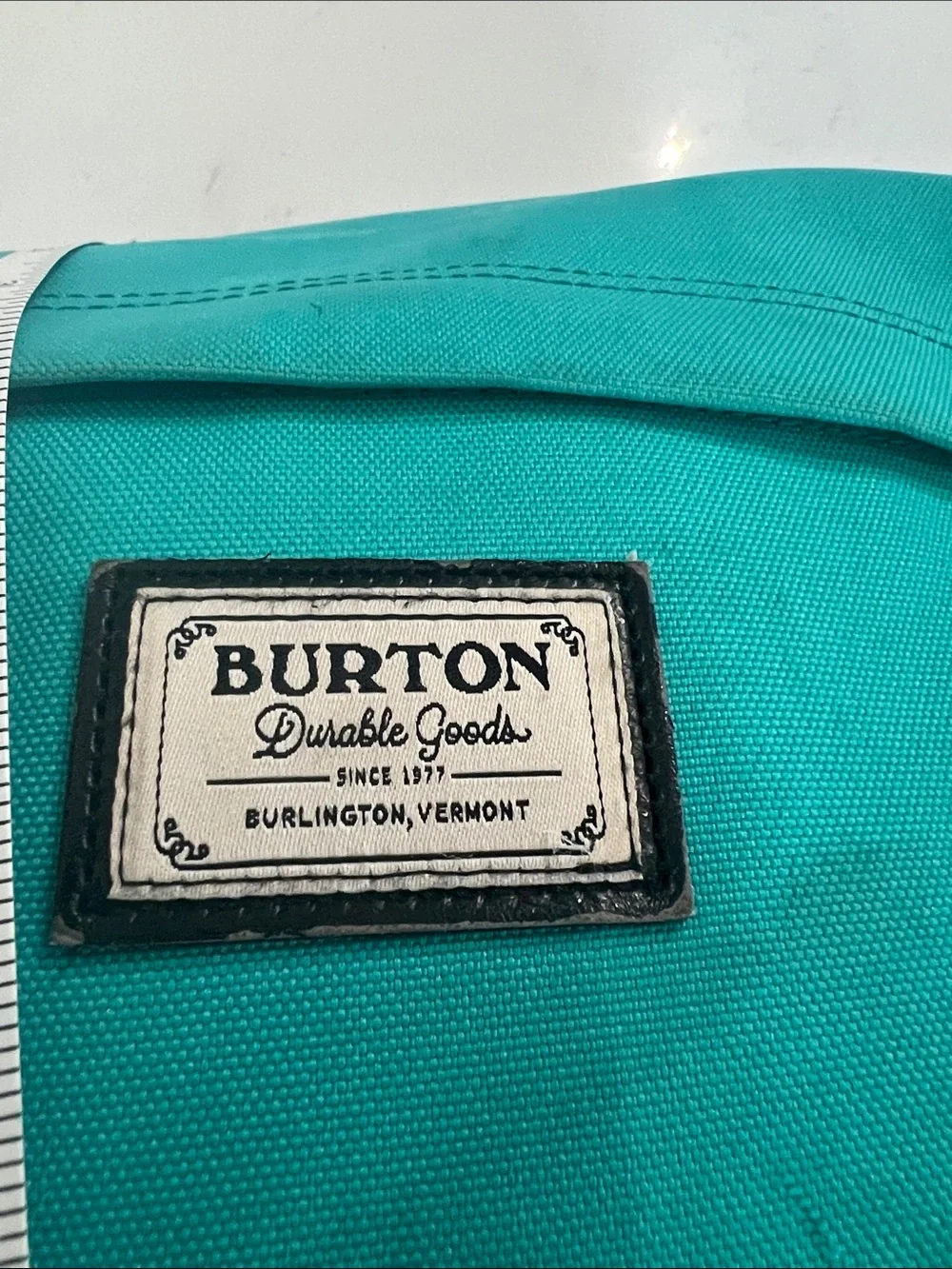 Burton Teal and Brown Striped Roll-Top Backpack